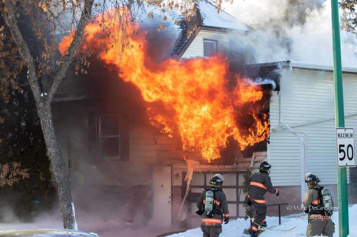 Fire crews battled a house fire in Saskatoon on Thursday.