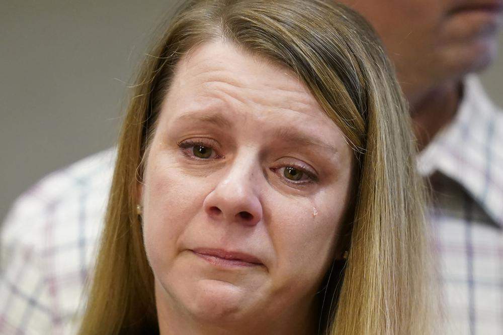 Nichole Schmidt crying.