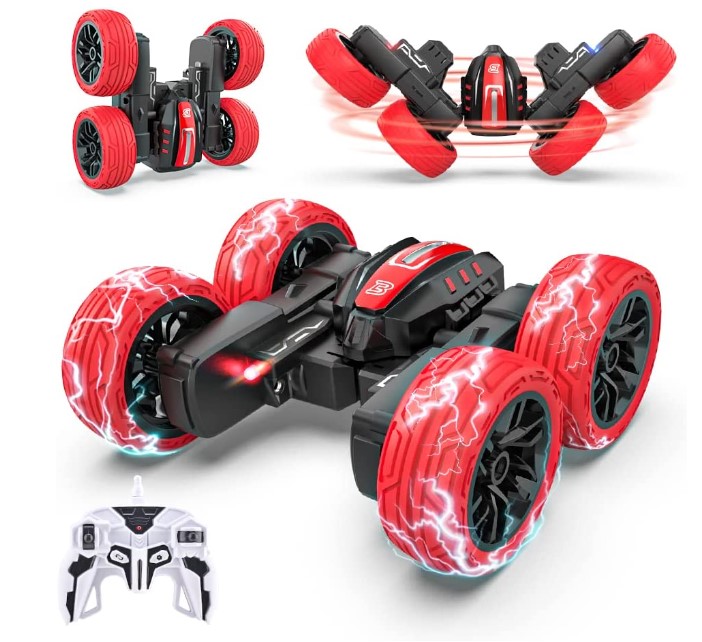 A photo of a remote control stunt car