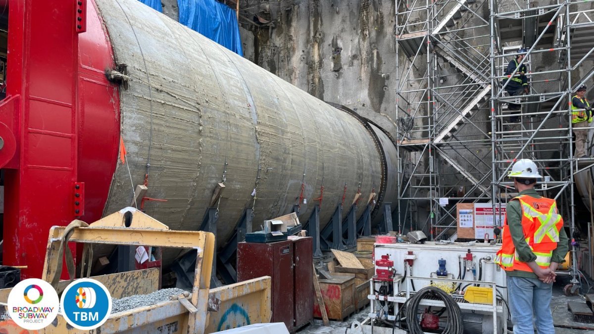 One of two massive tunnel boring machines being used to carve out the Broadway Subway route. 