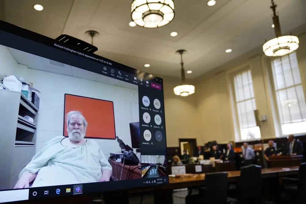 Richard Cottingham appears in court via a video call.