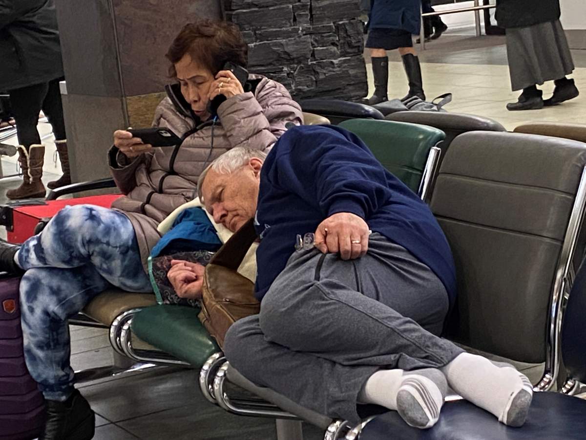 Delays at Calgary International Airport on Monday, Dec. 19, 2022.