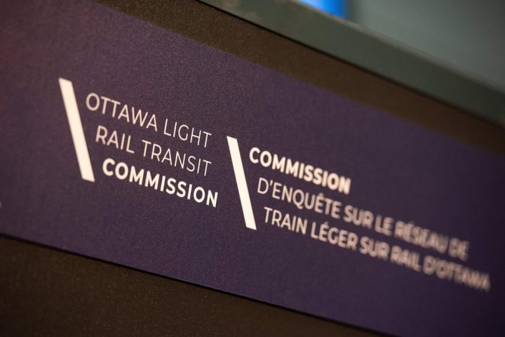 The Ottawa Light Rail Transit (LRT) Commission logo is seen in Ottawa, Wednesday, Nov. 30, 2022. The final light rail transit report is leaving residents frustrated and itching for those involved to own up to their actions. 