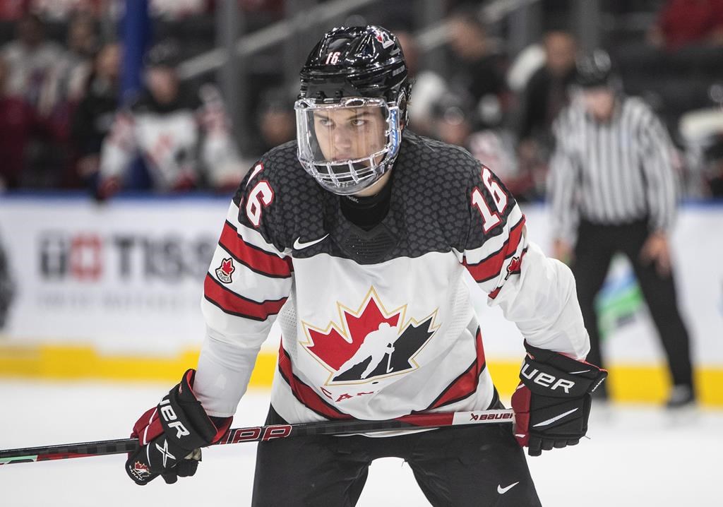 Connor Bedard is looking to add another world junior's gold medal to his resume Thursday night. THE CANADIAN PRESS/Jason Franson.