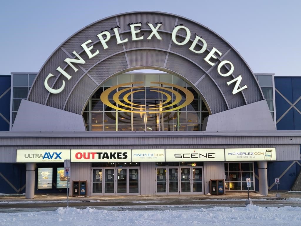 Cineplex signage is shown in Oshawa, Ont., on Friday, Jan. 21, 2022.