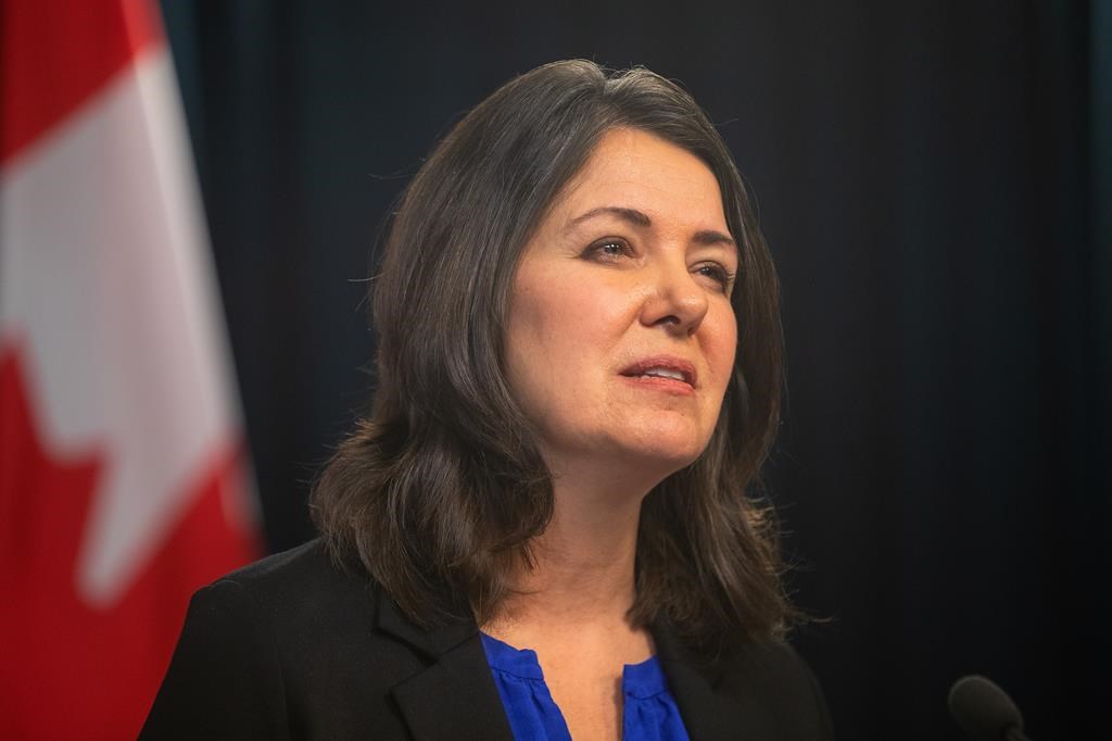 Alberta Premier Danielle Smith speaks at a press conference, in Edmonton, on Tuesday, November 29, 2022. Steve Outhouse confirms he will serve as the campaign manager for the Smith and the United Conservative Party when Albertans go to the polls next May.THE CANADIAN PRESS/Jason Franson.