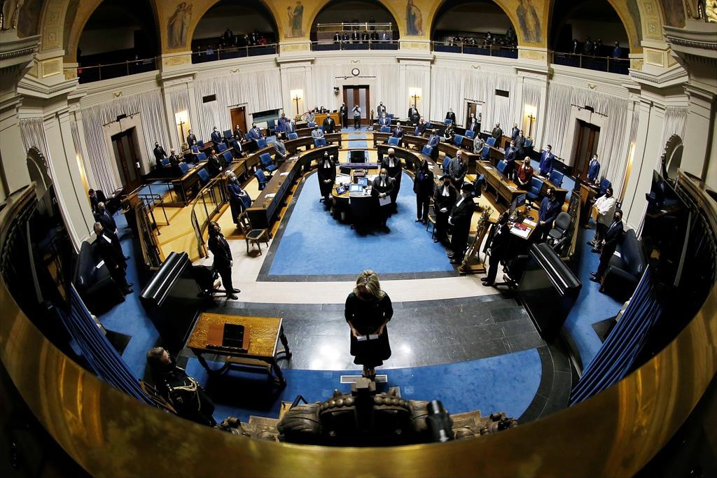 The throne speech is delivered at the Manitoba Legislature in Winnipeg, on November 23, 2019. Voters in part of western Winnipeg go to the polls Tuesday in a byelection for the Kirkfield Park constituency, which has been vacant since former Progressive Conservative cabinet minister Scott Fielding resigned last spring. 