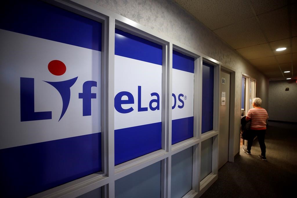 LifeLabs signage is seen outside of one of the lab's Toronto locations, Tuesday, Dec. 17, 2019. 