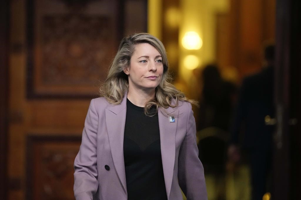 Canada's Foreign Minister Melanie Joly attends the second day of the meeting of NATO Ministers of Foreign Affairs in Bucharest, Romania on Nov. 30, 2022. THE CANADIAN PRESS/AP, Andreea Alexandru.