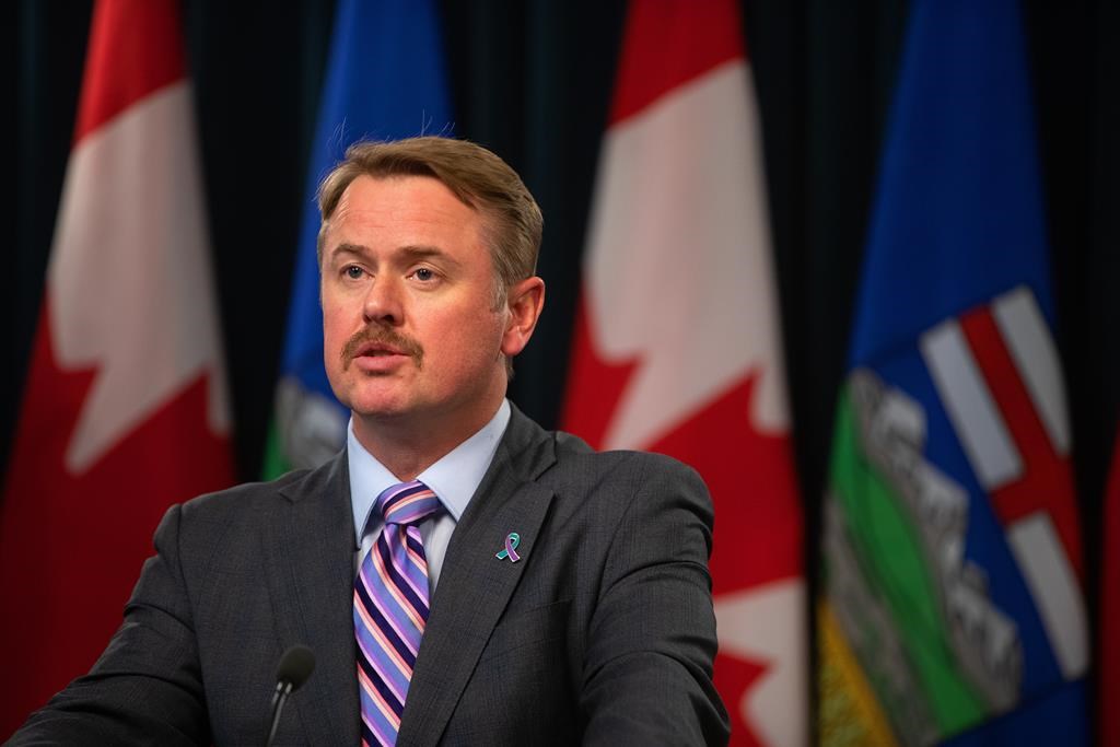Minister of Justice and Solicitor General of Alberta Tyler Shandro speaks at a press conference after the Speech from the Throne in Edmonton, on Tuesday, November 29, 2022.
