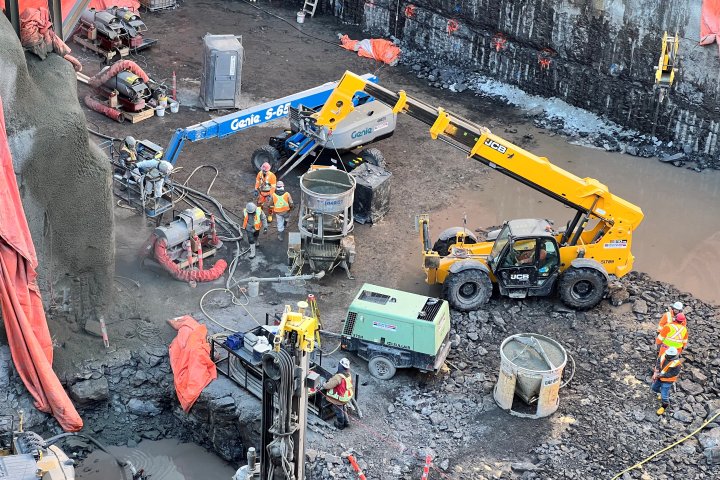 Montreal’s REM airport train station excavation well under way