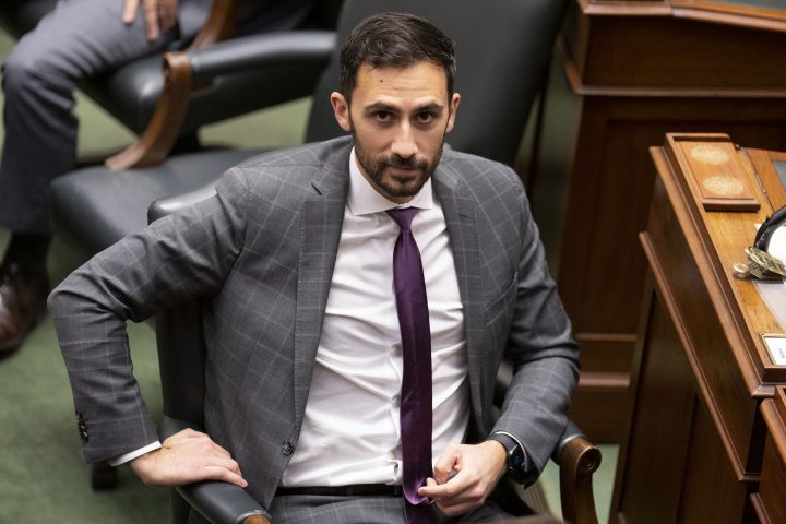 Ontario's Education Minister Stephen Lecce sits in the Legislative Chamber at Queens Park, in Toronto on Wednesday, November 16, 2022. CUPE had earlier given  notice of renewed strike action, in their ongoing dispute with the Ontario Government. 
