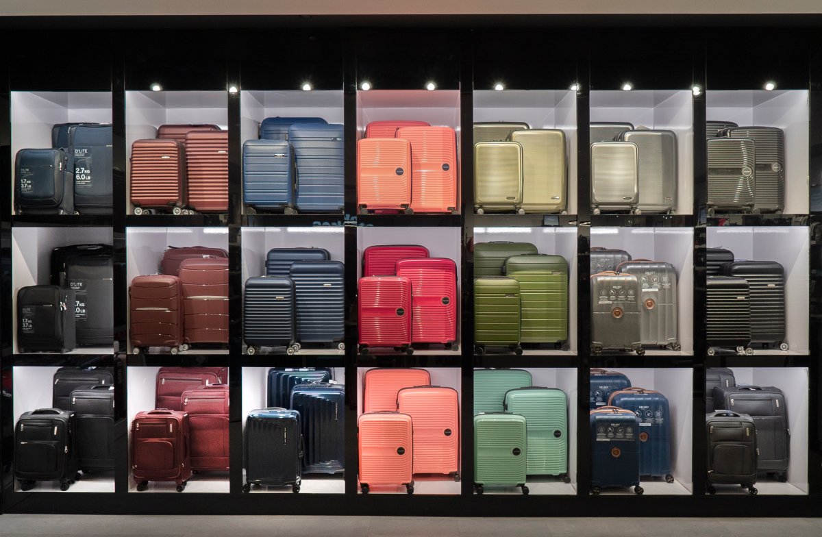 Luggage is seen on display at a newly-renovated Bentley store in an undated handout photo. The retailer cut its store count, upgraded its product distribution and online platform and slashed the brands and styles it sells to create a more curated, less cluttered shopping experience. 