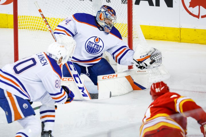 Stuart Skinner holds off Flames in Edmonton Oilers 2-1 win