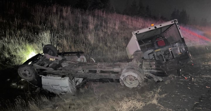 Lost wheel caused commercial vehicle to roll over on Highway 400