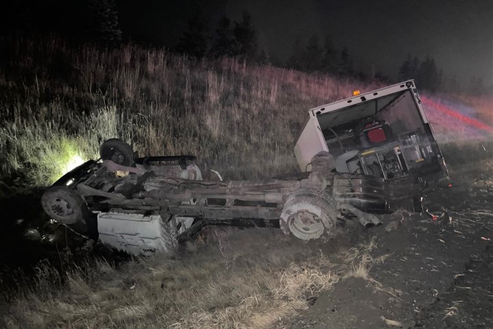 Lost wheel caused commercial vehicle to roll over on Highway 400
