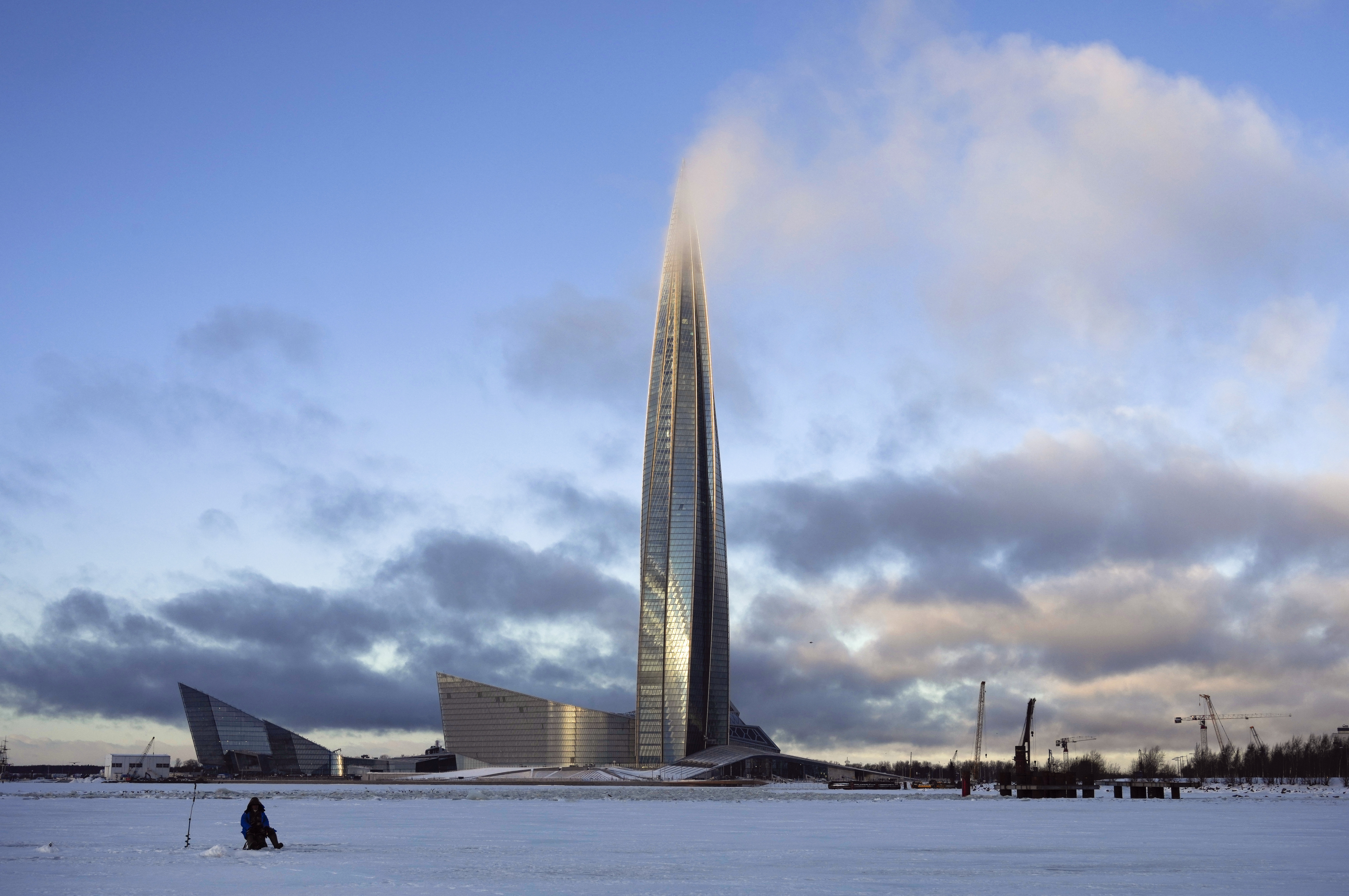 Lakhta Centre, headquarters of Russian gas monopoly Gazprom, St. Petersburg, Russia, Jan. 13, 2022. (AP Photo/Dmitri Lovetsky)