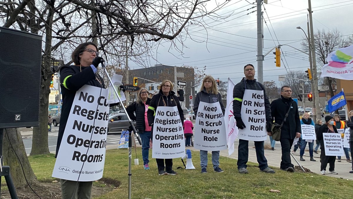 Nurses rally against changes in operating room staffing at Hamilton hospitals - image