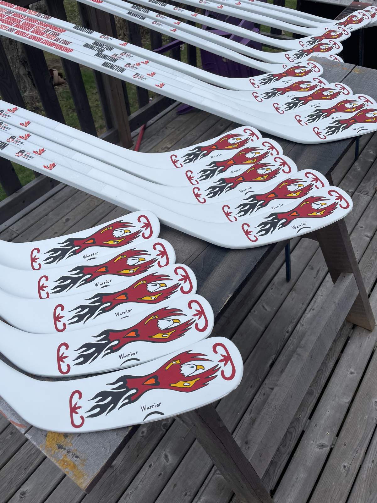Mi’kmaw artist Lorne Julien was selected to paint special hockey sticks to be presented to players at the world juniors in Moncton and Halifax.