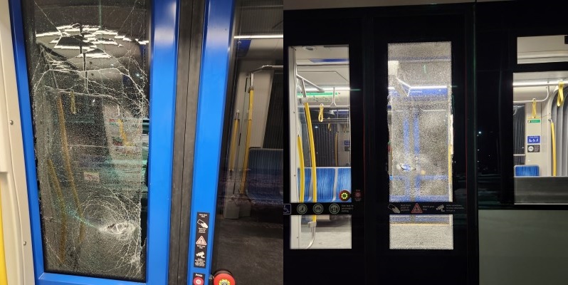 Waterloo regional police say two ION were struck by objects, causing damage to windows.