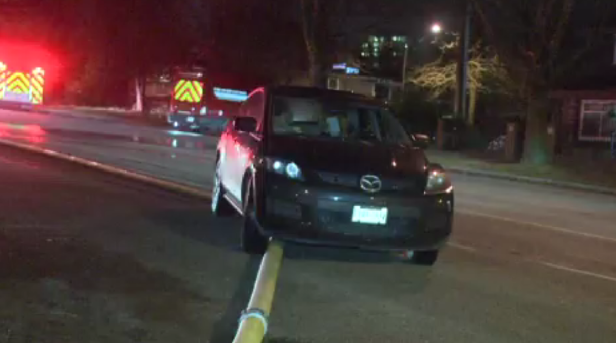 Man drives over firehouse in East Vancouver