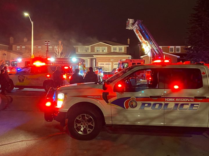 Emergency services on the scene of a fire on Vaughan's Martin Grove Road.