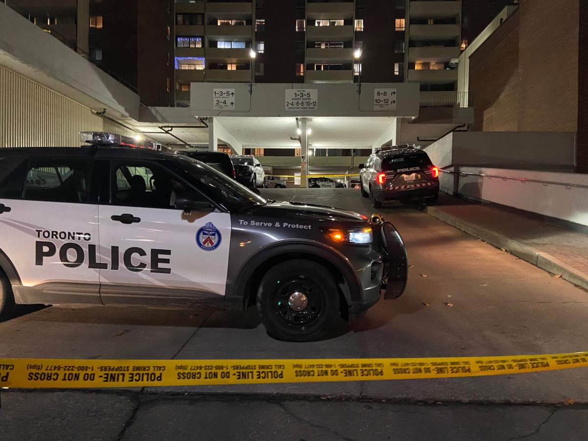 Toronto police on the scene of a fatal shooting in the area of Victoria Park Avenue and Crescent Town Road.