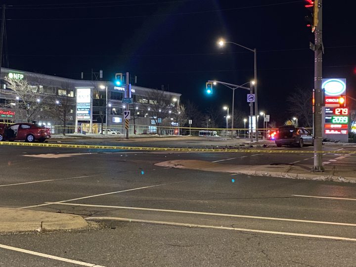 Police on the scene of a fatal collision in Hamilton.