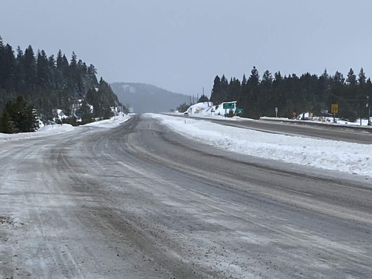 The site of Saturday night’s bus crash on the Okanagan Connector.