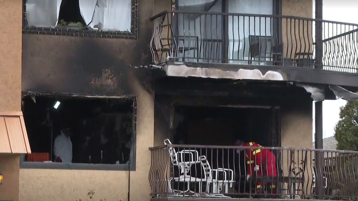 The aftermath of an apartment fire that happened in Penticton, B.C., on Dec. 10, 2022.