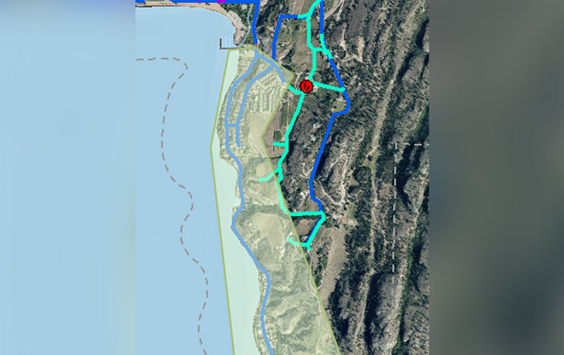 A map showing areas in blue impacted by the city’s boil-water notice, which will run through the weekend.