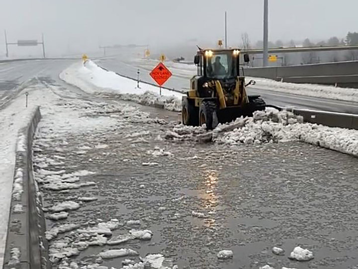 The Port Mann Bridge along the Trans-Canada Highway in the Lower Mainland was closed on Friday because of extreme water pooling. The bridge is expected to reopen on Saturday.