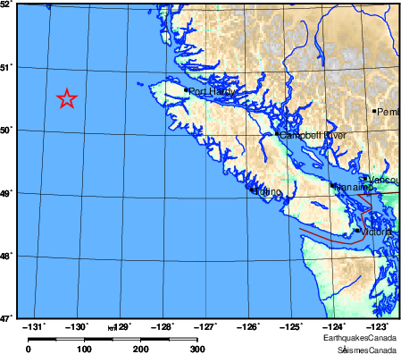 2 earthquakes detected west of Port Hardy on Vancouver Island