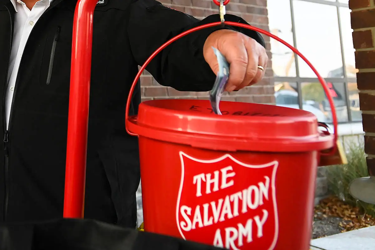 File photo of a donation to the Salvation Army.