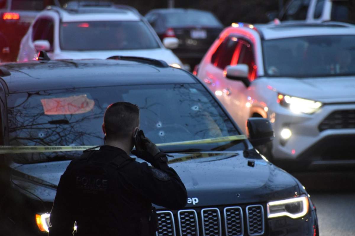 Surrey RCMP officers were seen Saturday at a scene of an apparent shooting.