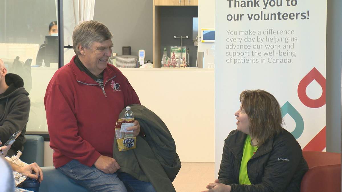 Bryan Matheson and Candy Bye chat ahead of their donation appointments.