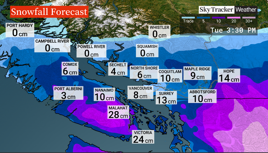 Snowfall Warning Issued For B.C. South Coast As Temperatures Remain ...