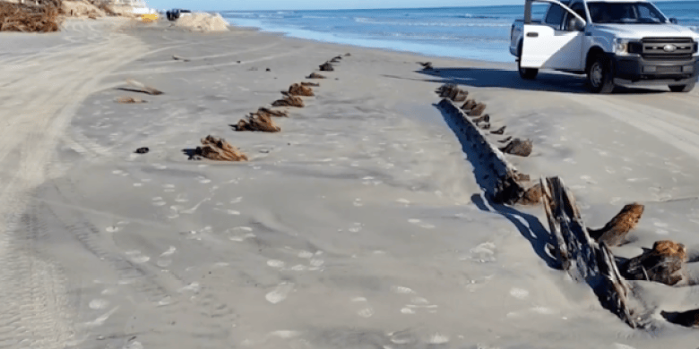 Mysterious 24-metre structure discovered under sand on Florida beach