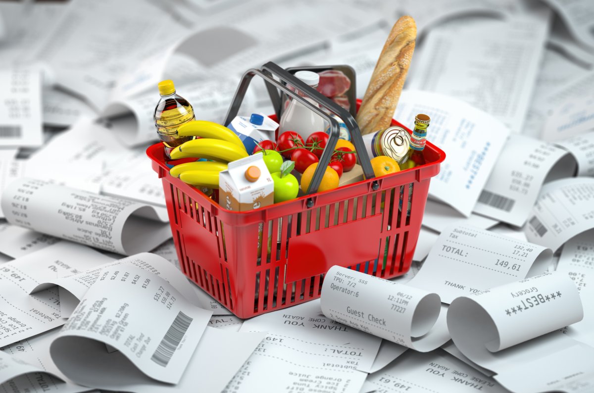 grocery basket on receipts