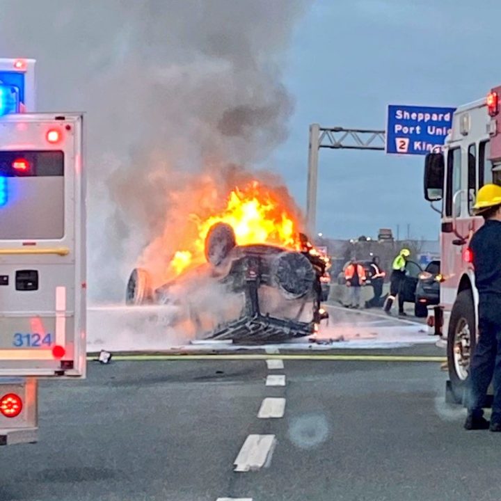 The crash happened in the westbound lanes of Highway 401 around Whites Road.