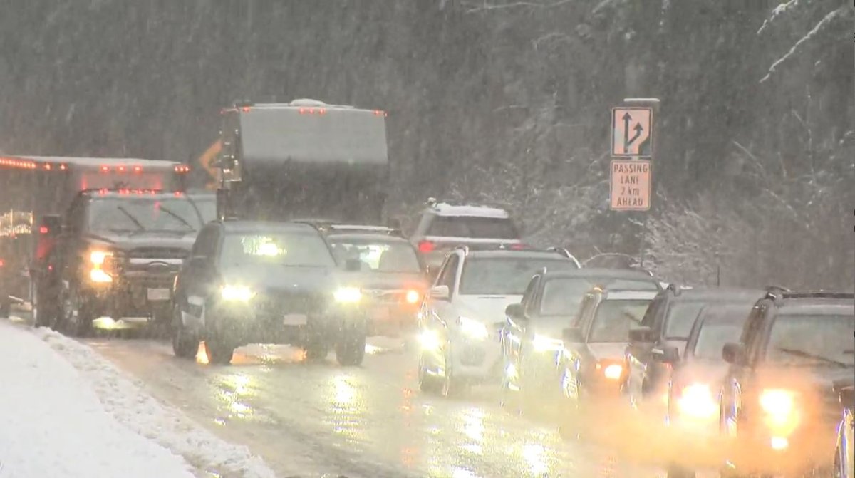 Heavy traffic was seen Saturday morning on the Sea to Sky Highway.