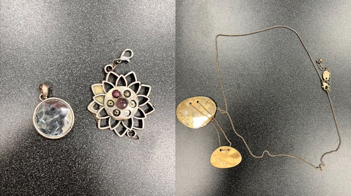 Police are hoping someone recognizes this distinctive jewelry found on the remains of a woman at the site of a structure fire. 