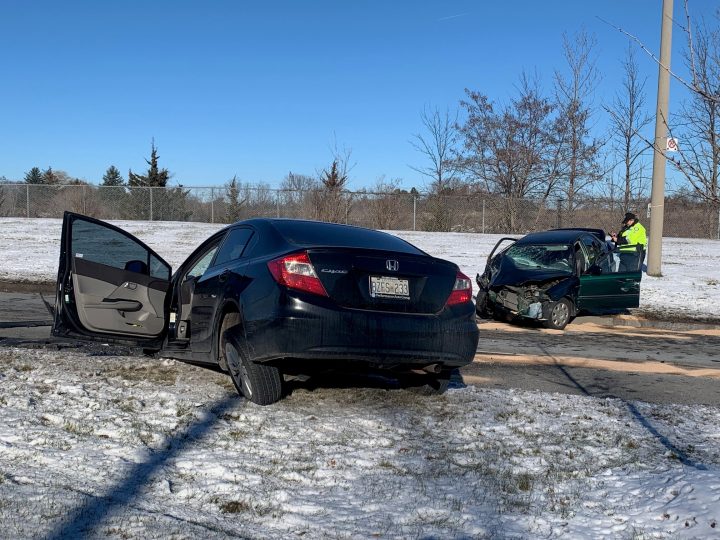 The scene of the crash in the Kipling and Steeles area on Tuesday.