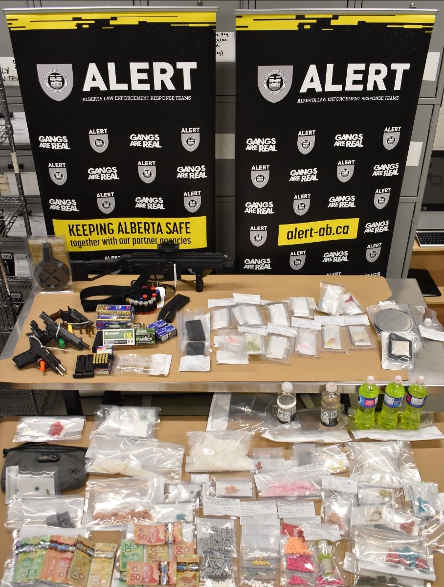 A 33-year-old man is facing 19 charges following a drug investigation in Olds, Alta.