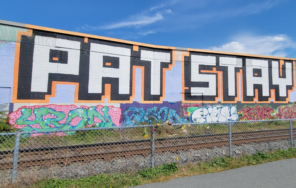 A mural in Pat Stay’s honour in downtown Dartmouth, where he used to live.