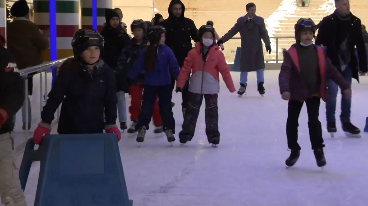 Kids were the first ones to hit the ice as the Robson Square ice rink opened Thursday.