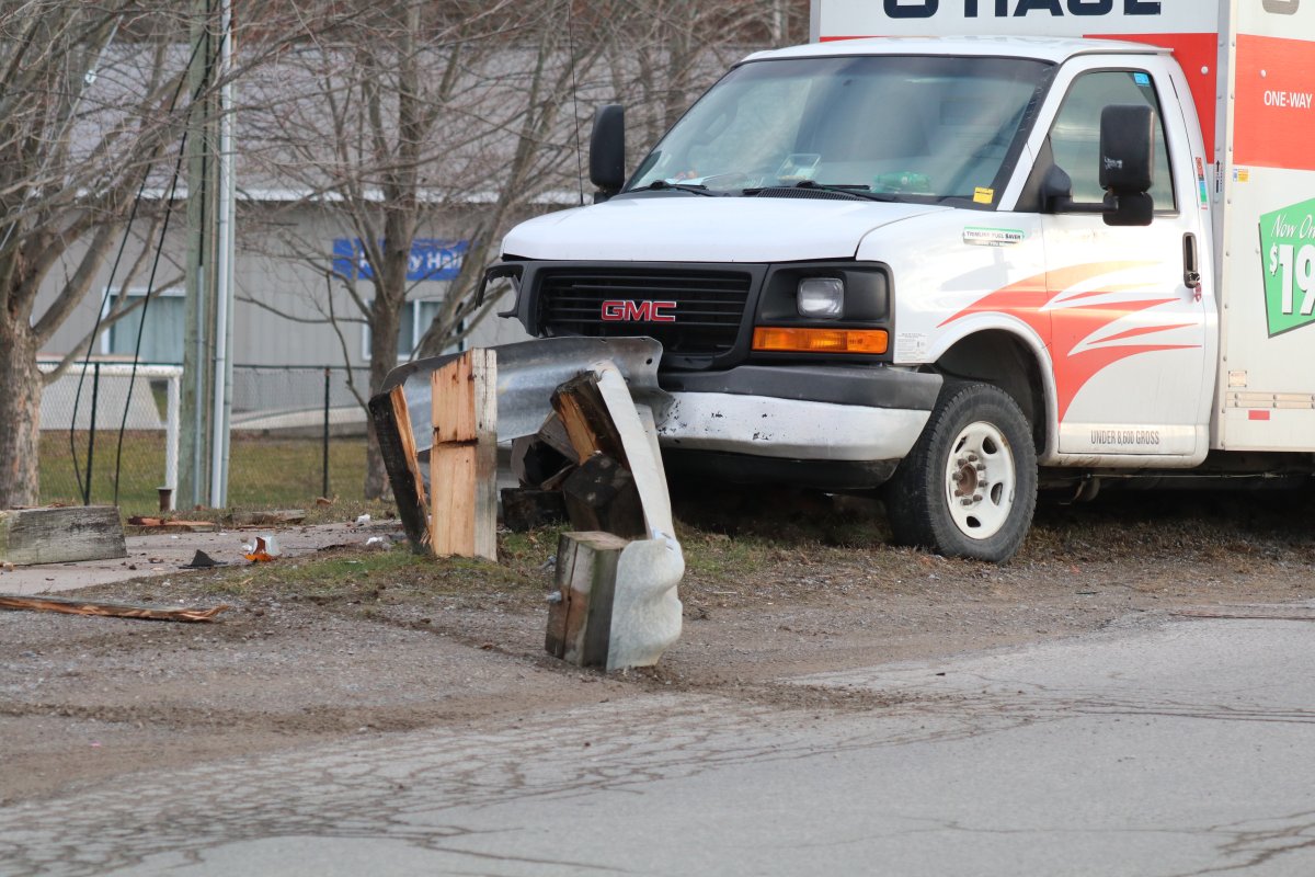 OPP say this U-Haul truck was involved in a robbery in Peterborough and later crashed in Campbellford on Dec. 8, 2022.