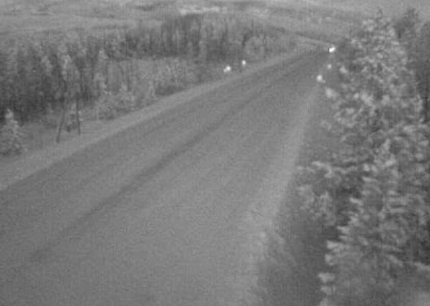 A portion of Highway 3 is closed due to multiple crashes. This Drive BC cam of the Sunday summit shows that it's empty.