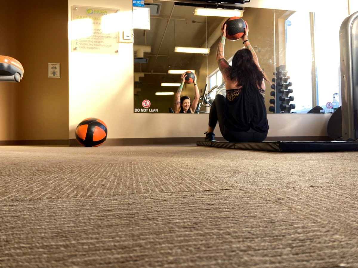 Georgina works out regularly at the Okotoks gym, Motion Fitness.