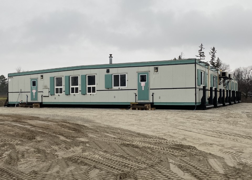 Temporary homeless shelter in Barrie Ontario December 2022.